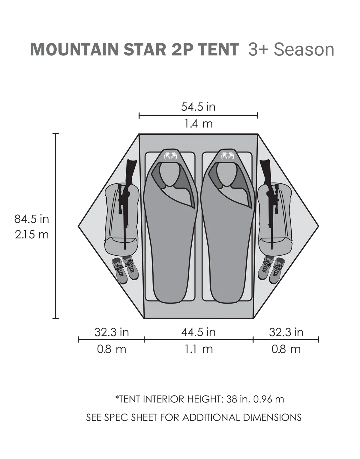 Mountain Star 2 Person Tent | Gunmetal-Camel